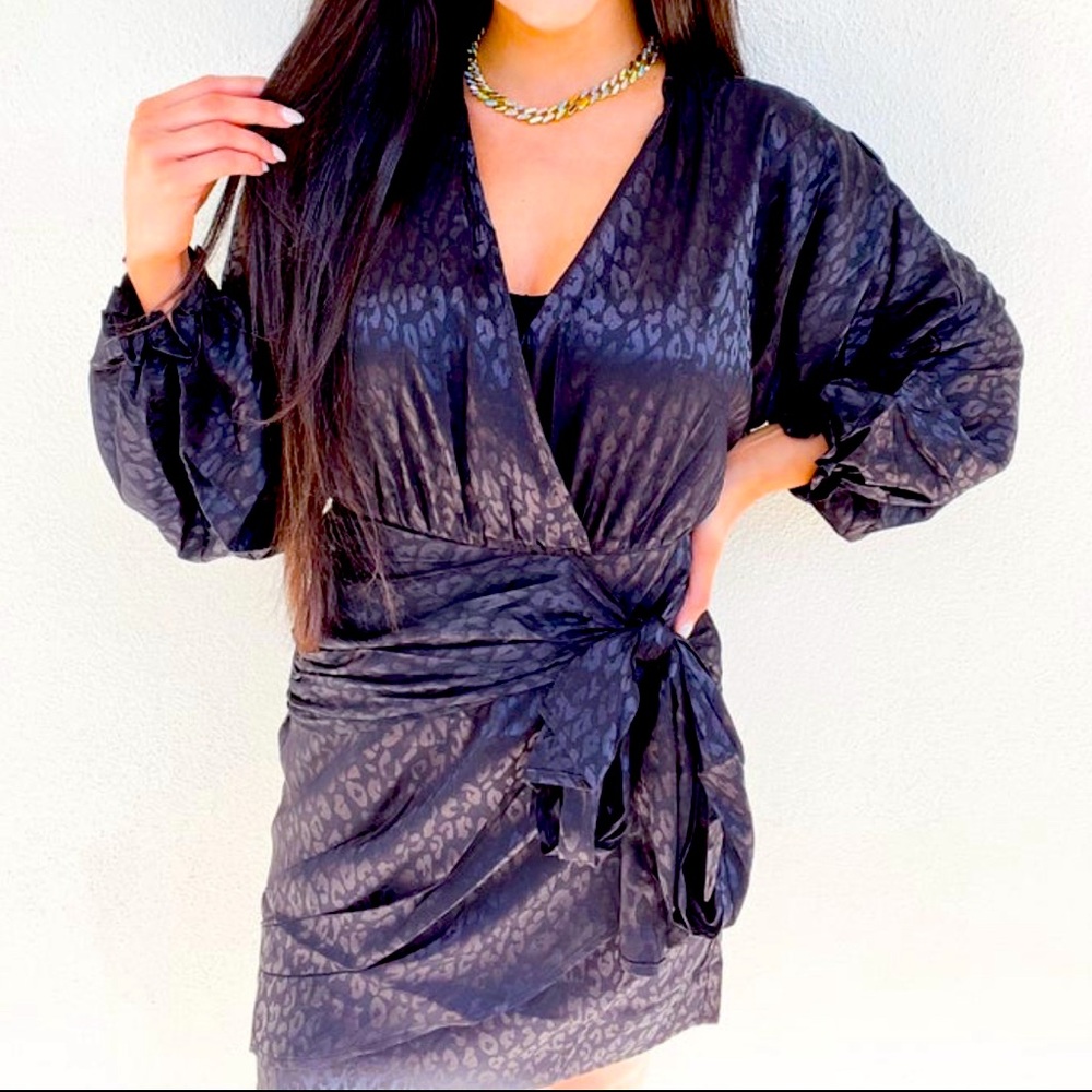 Black leopard dress